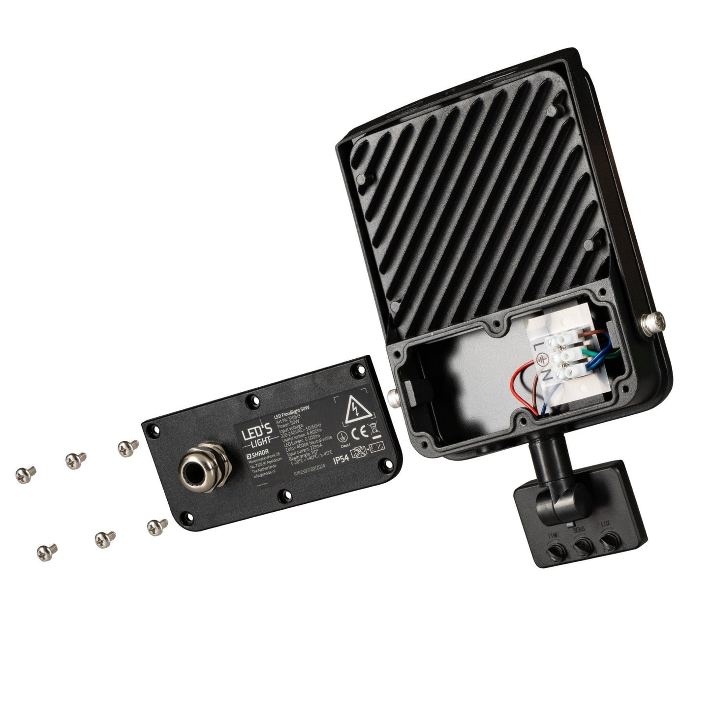 Comnox - LED's Light Schijnwerper met Bewegingssensor 6000 - Hoge lichtopbrengst - Waterdicht en kantelbaar - 50W - EcoFlood - 34 cm