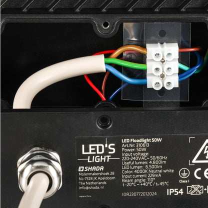 Comnox - LED's Light Schijnwerper met Bewegingssensor 6000 - Hoge lichtopbrengst - Waterdicht en kantelbaar - 50W - EcoFlood - 34 cm