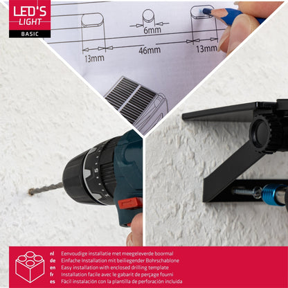 LED's Light Solar Schijnwerper met bewegingssensor - Volledig draadloze buitenlamp - Zwart