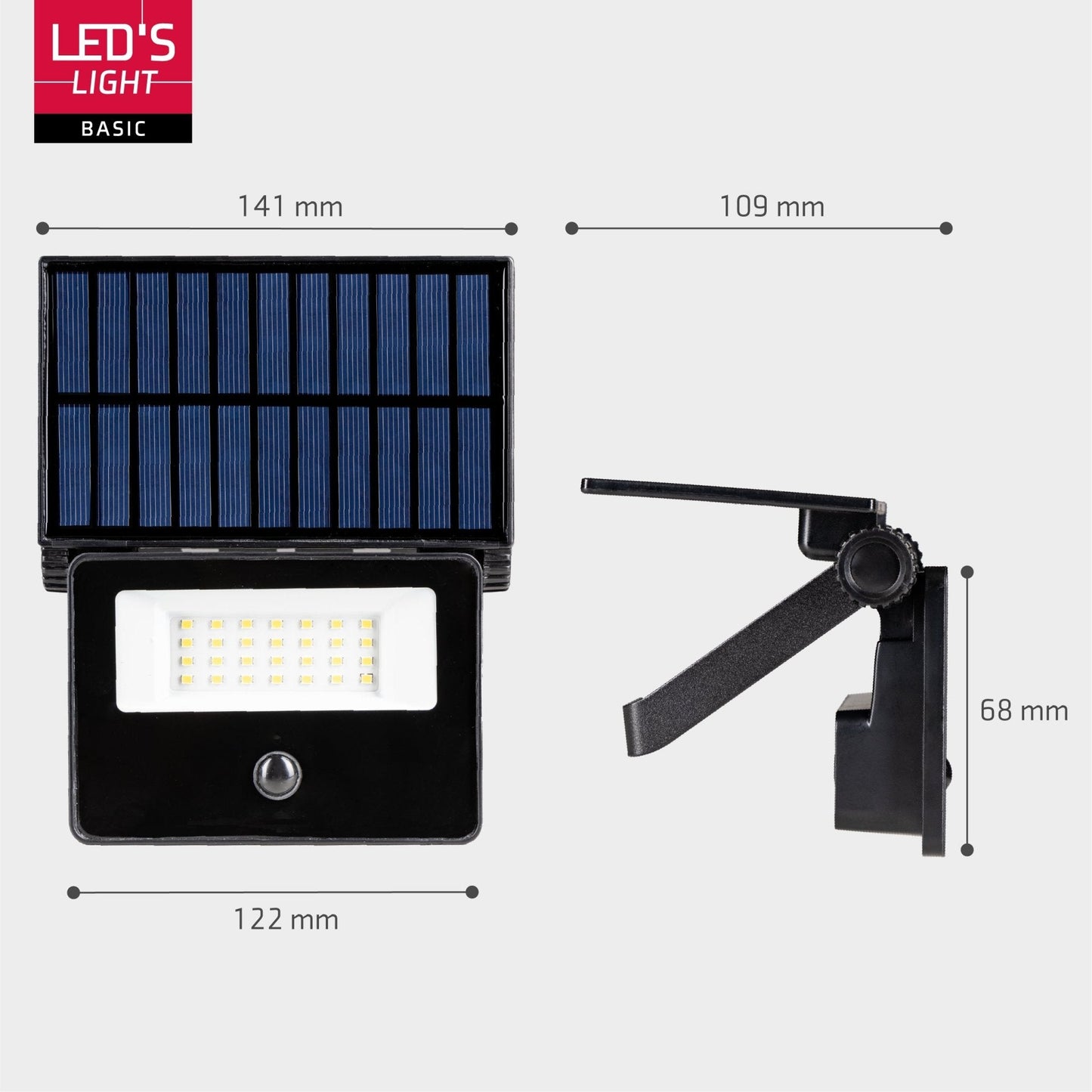 LED's Light Solar Schijnwerper met bewegingssensor - Volledig draadloze buitenlamp - Zwart