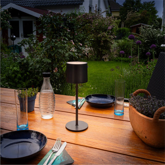 LED's Light Tafellamp op accu - oplaadbaar en draadloos - voor binnen en buiten - 3 kleuren - Zwart