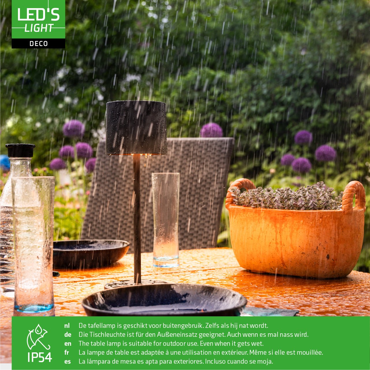 LED's Light Tafellamp op accu - oplaadbaar en draadloos - voor binnen en buiten - 3 kleuren - Zwart