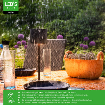 LED's Light Tafellamp op accu - oplaadbaar en draadloos - voor binnen en buiten - 3 kleuren - Zwart