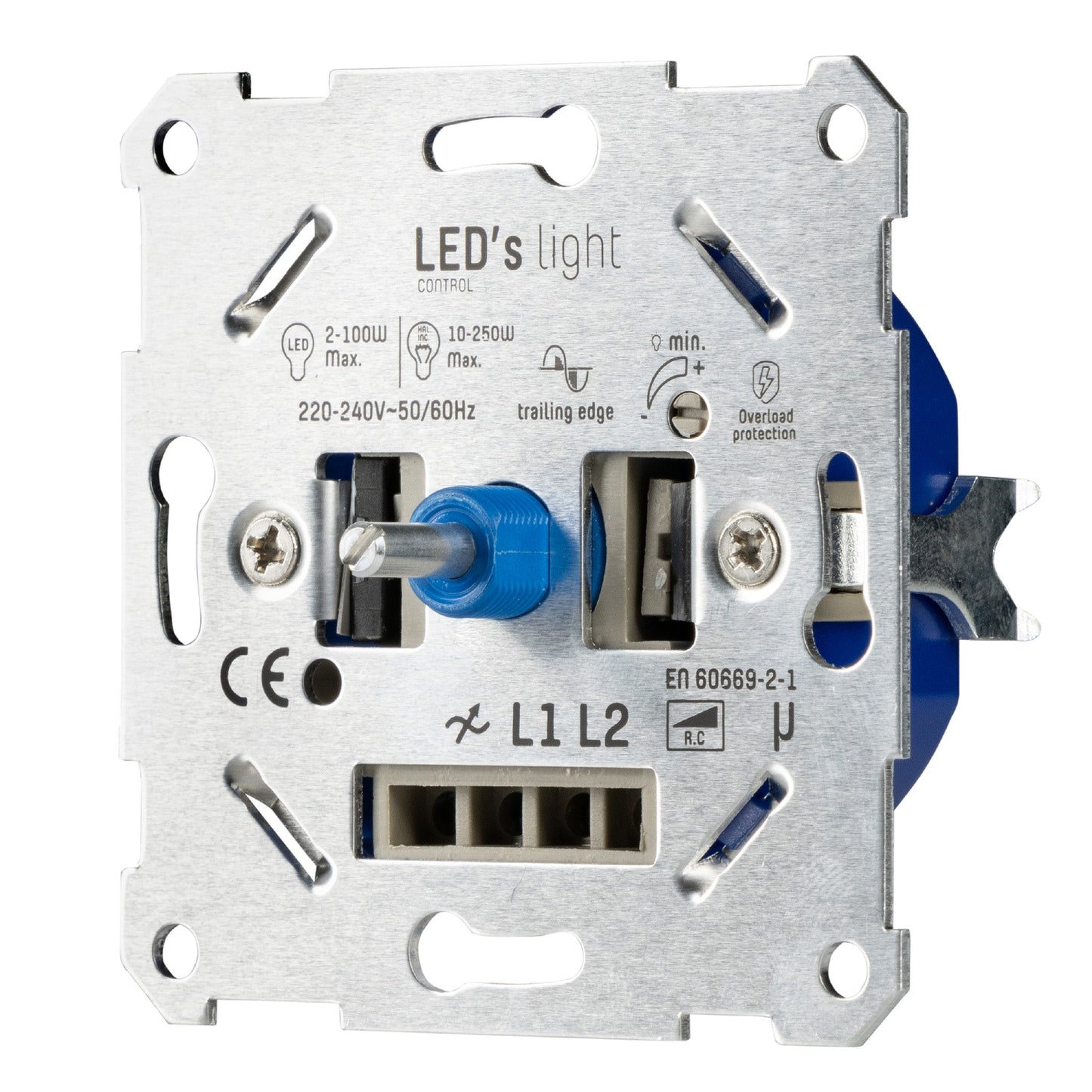 Comnox - LED’S LIGHT - Universele LED dimmer - Comfortabel dimmen zonder nuldraad - Compacte installatie - 250W max - blauw