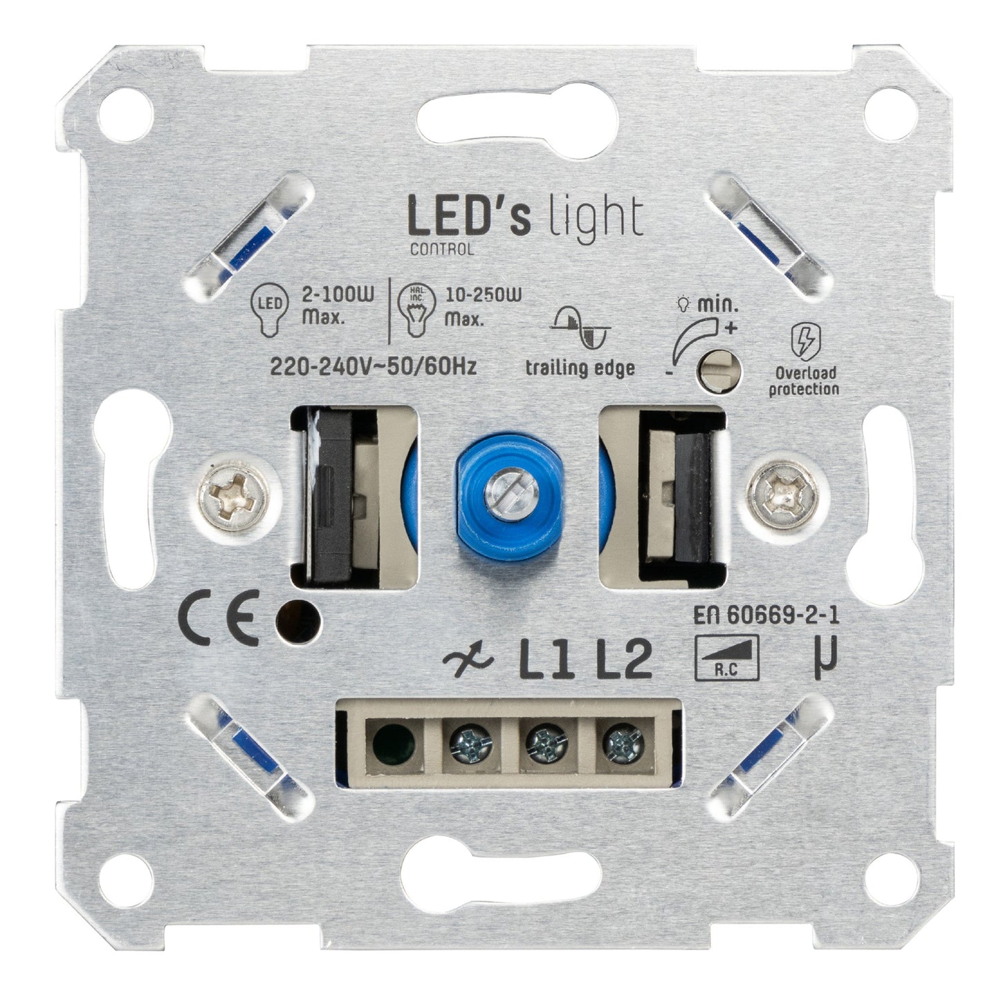 Comnox - LED’S LIGHT - Universele LED dimmer - Comfortabel dimmen zonder nuldraad - Compacte installatie - 250W max - blauw