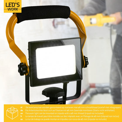 Comnox - LED's Work Bouwlamp Werklamp 2000 - Helder licht zonder flikkeren - Waterdicht IP65 - 2000 lumen - 20 watt - zwart geel