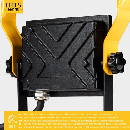 LED's Work Bouwlamp Werklamp 2000 - Verstelbare beugel - Waterdicht (IP65) - Zwart geel - Bedraad