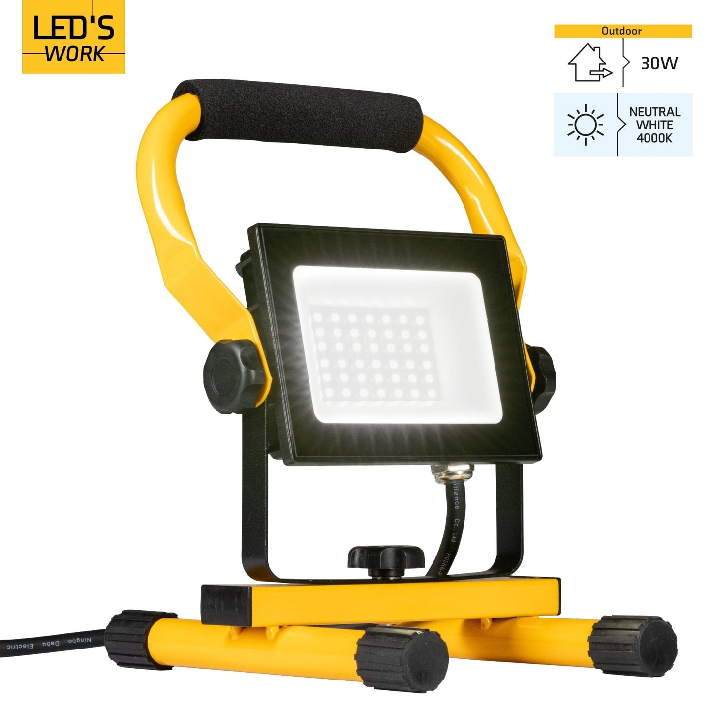 LED's Work Bouwlamp 3100 - Verstelbare beugel - Waterdicht (IP65) - Zwart geel