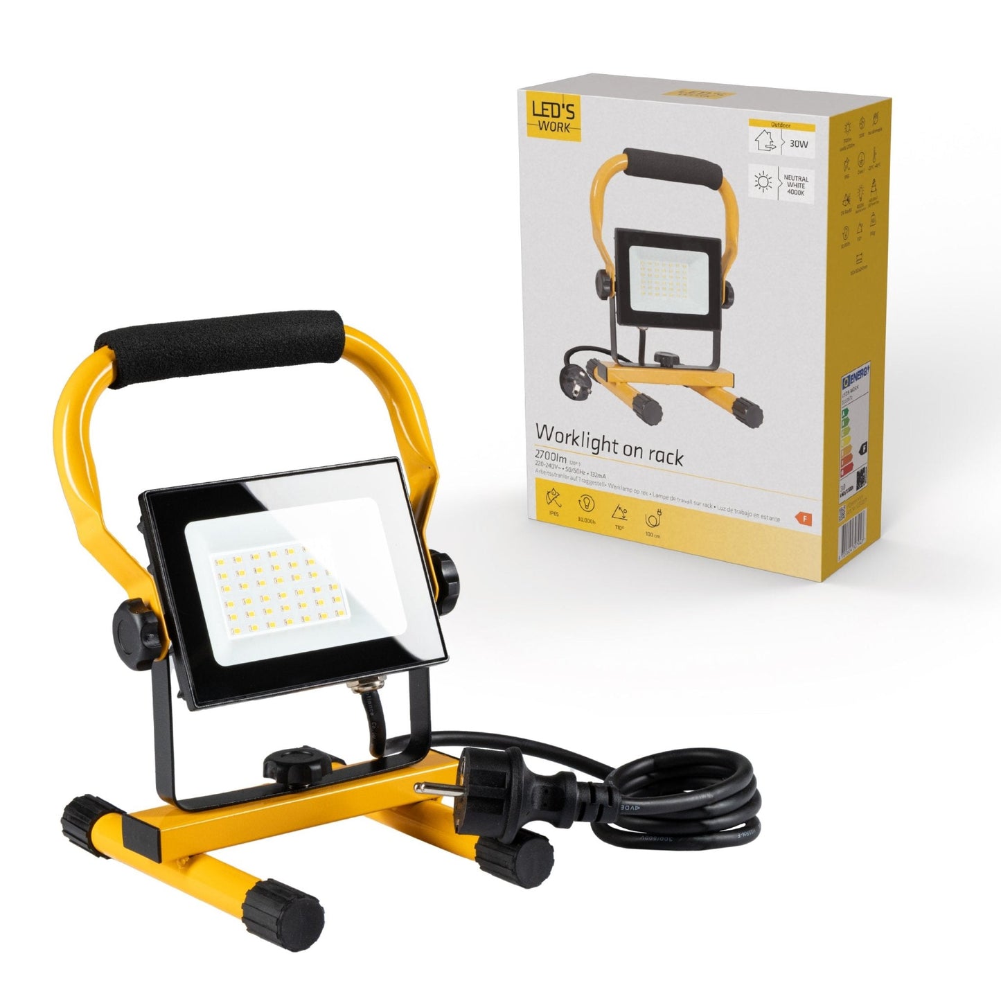 LED's Work Bouwlamp 3100 - Verstelbare beugel - Waterdicht (IP65) - Zwart geel