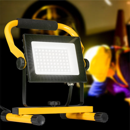 Comnox - LED's Work 50W Bouwlamp Werklamp Bedraad 4900lm - Helder, Zuinig, Waterdicht - 4900 lumen - IP65 - zwart geel