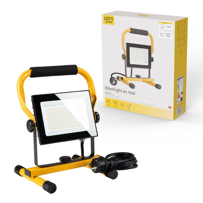 LED's Work 50W Bouwlamp Werklamp Bedraad 4900lm - Verstelbare beugel - Waterdicht (IP65) - Zwart geel