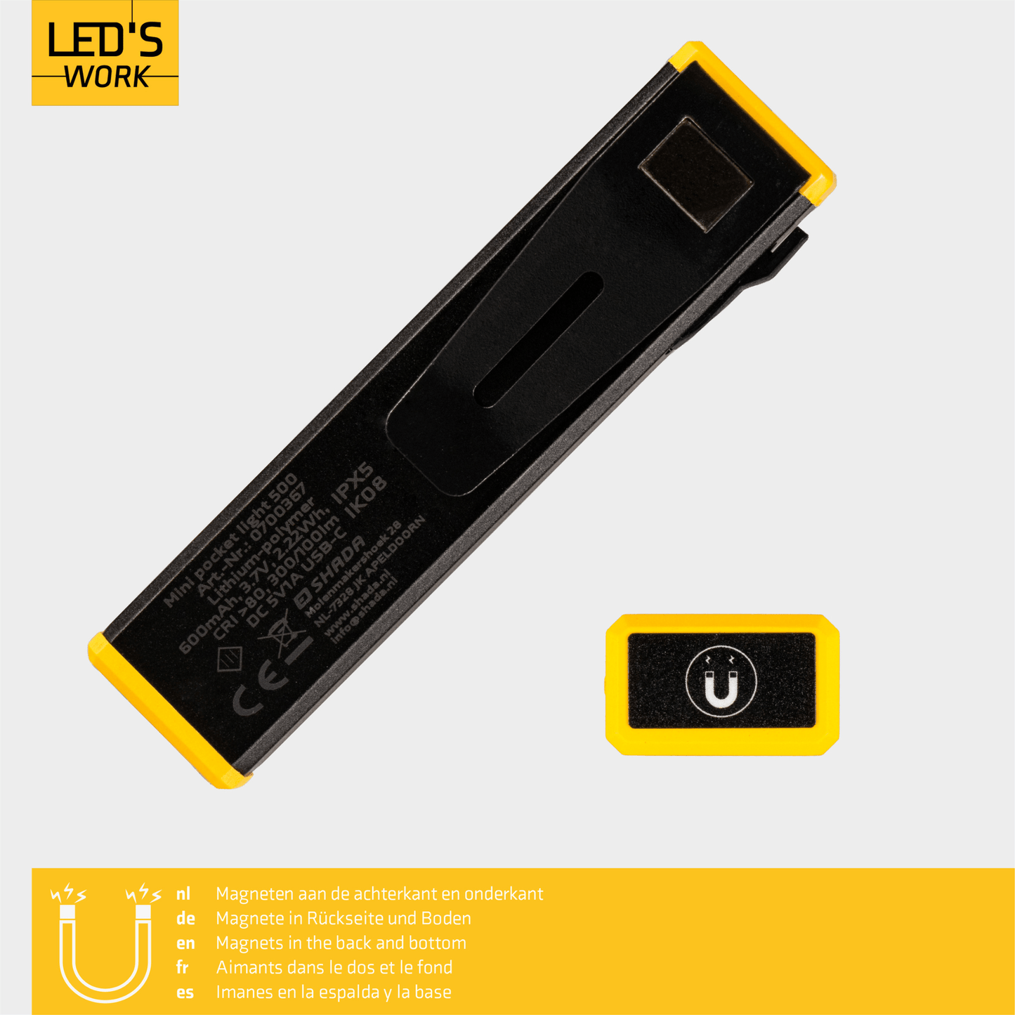 LED's Work Compacte LED Mini Zaklamp - Oplaadbaar - 3 verschillende lichtmodi en zoomfunctie