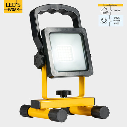 LED's Work draadloze LED Werklamp op accu 1200lm - Oplaadbaar en kantelbaar - Zwart geel