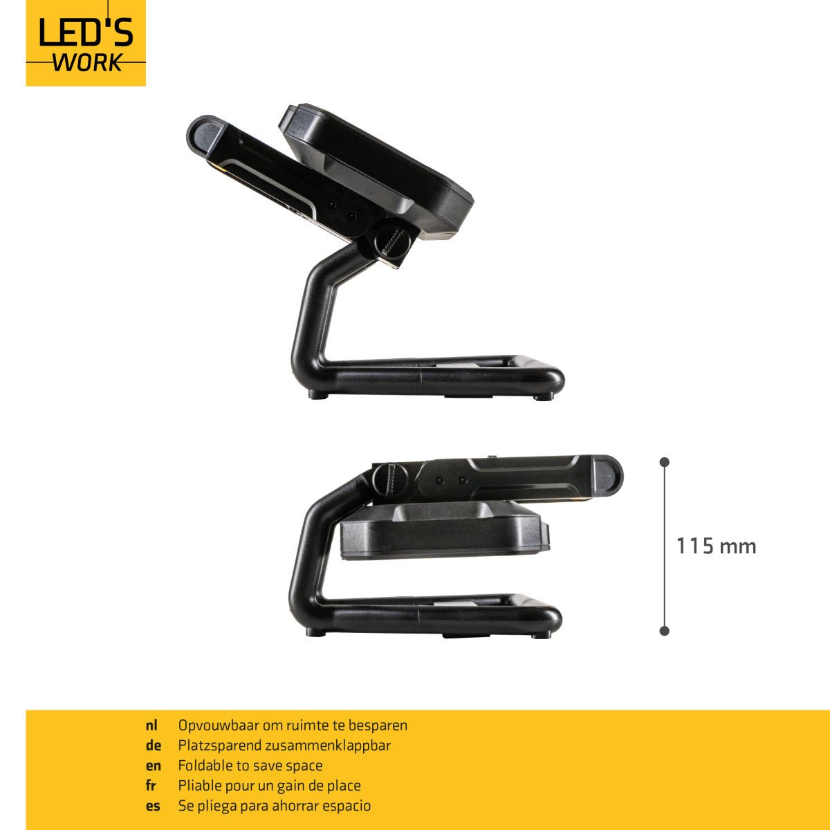 LED's Work LED oplaadbare Bouwlamp 20W 2000lm - Werkt draadloos op accu - Stof- en waterdicht - Inklapbaar