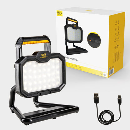 LED's Work LED oplaadbare Bouwlamp 20W 2000lm - Werkt draadloos op accu - Stof- en waterdicht - Inklapbaar