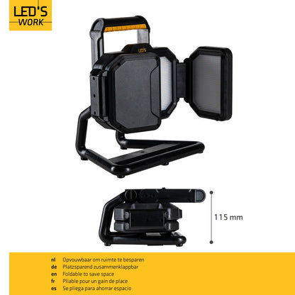 LED's Work LED Bouwlamp Werklamp Oplaadbaar 4000lm 30W Opvouwbaar & Compact