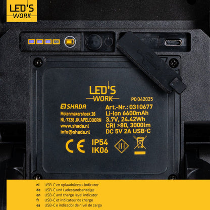 LED's Work LED Bouwlamp Werklamp Oplaadbaar 4000lm 30W Opvouwbaar & Compact