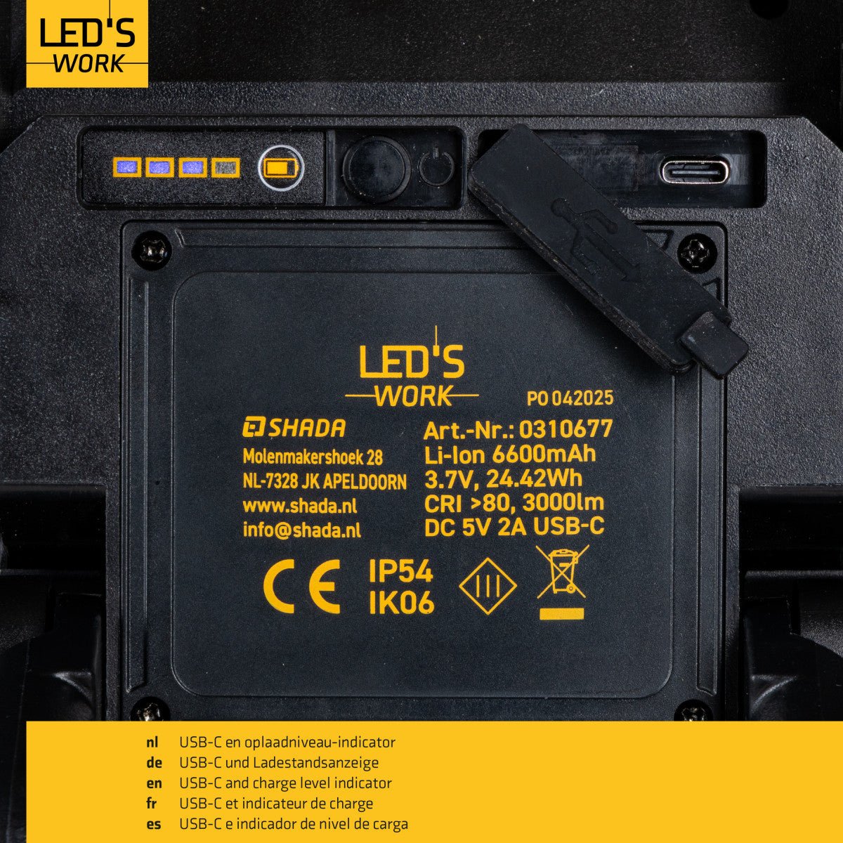 Comnox - LED's Work - Oplaadbare LED bouwlamp - 4000 lumen - 30W