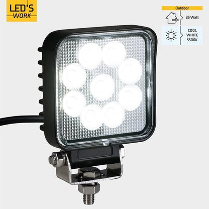 LED's Work LED Schijnwerper voor voertuigen - Geschikt voor tractor, vrachtwagen, auto, bus en schip - 26W
