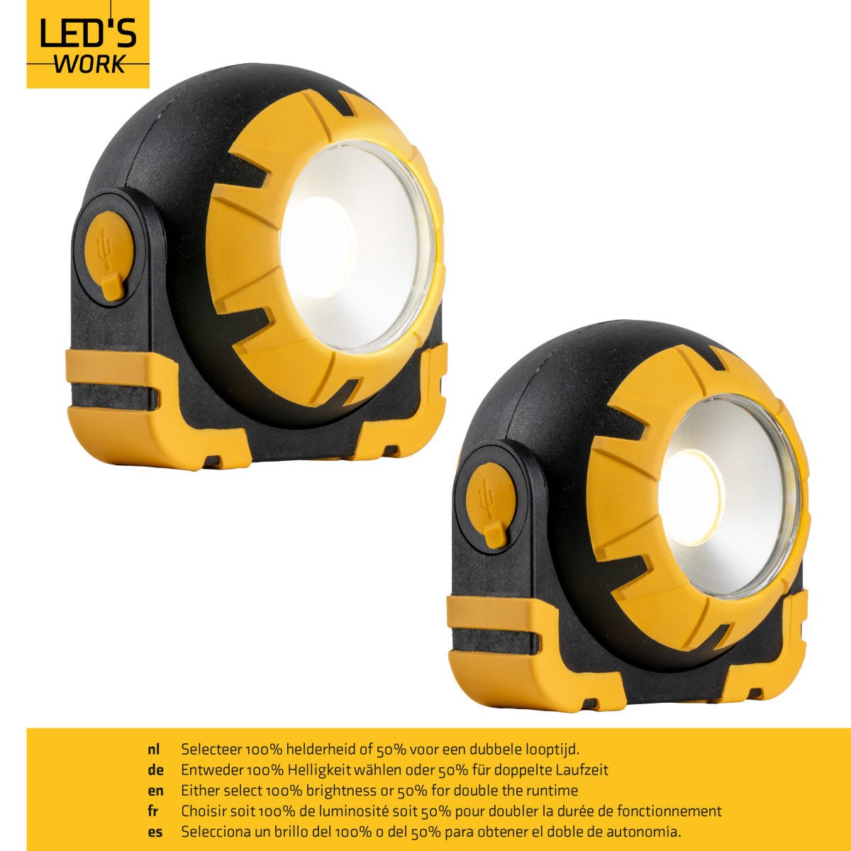 LED's Work Oplaadbare LED Looplamp – Krachtige Draadloze 800 Lumen Werk- & Noodlamp