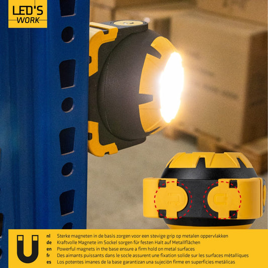 LED's Work Oplaadbare LED Looplamp – Krachtige Draadloze 800 Lumen Werk- & Noodlamp