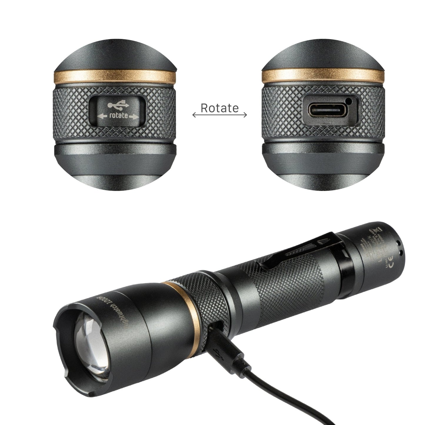 LED's Work Oplaadbare LED Zaklamp - 1200 Lumen - IPX7 Waterdicht - Met 3 lichtstanden