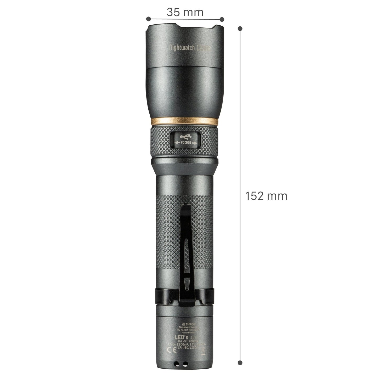 LED's Work Oplaadbare LED Zaklamp - 1200 Lumen - IPX7 Waterdicht - Met 3 lichtstanden