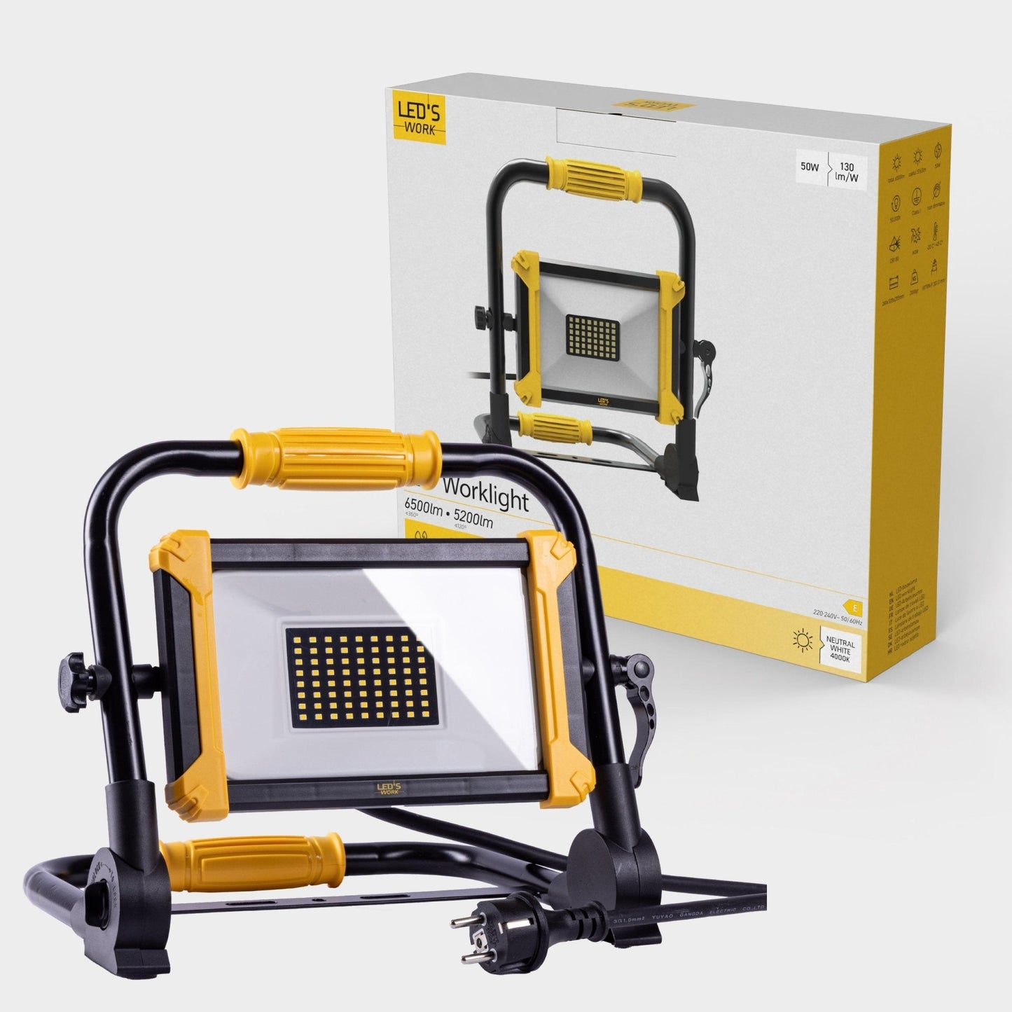 Comnox - LED's Work Opvouwbare Bouwlamp 6400 - Helder licht voor grote klussen - Water- en stofdicht - 6400 lumen - 50W - IP65