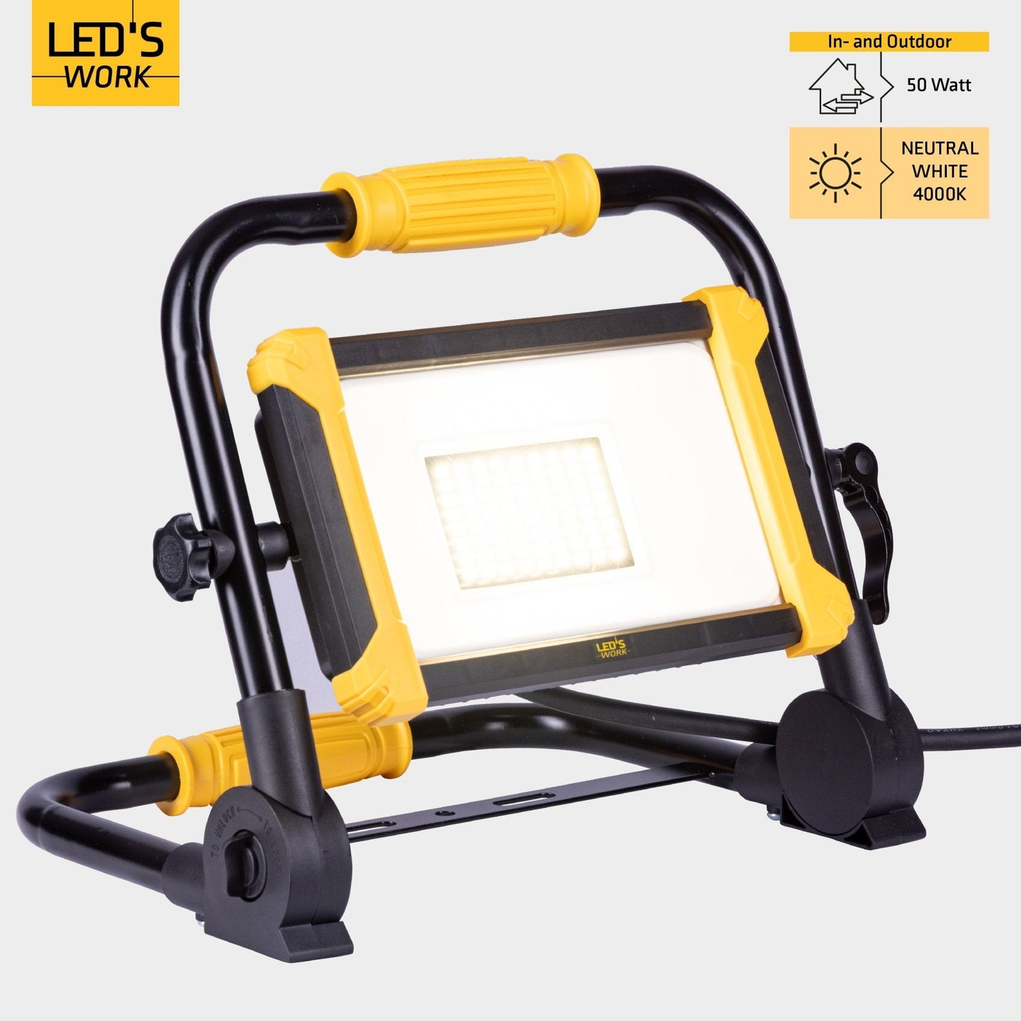 LED's Work Opvouwbare Bouwlamp 6400 - 50W - 5 meter kabel