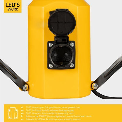 LED's Work Toren bouwlamp met extra stopcontact - Staaf werklamp - 100W - 12000 lm