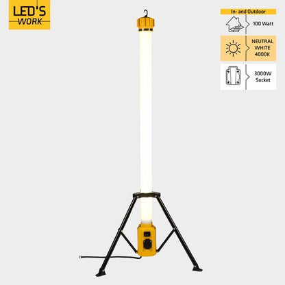 LED's Work Toren bouwlamp met extra stopcontact - Staaf werklamp - 100W - 12000 lm