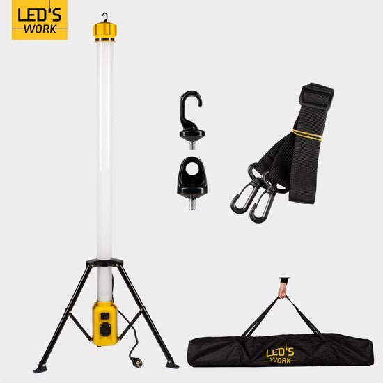 LED's Work Toren bouwlamp met extra stopcontact - Staaf werklamp - 100W - 12000 lm