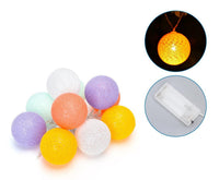Comnox Lichtsnoer 10 x lamp multikleur - Sfeervolle katoenlook decoratie - 2 meter