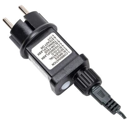 Lichtstring warmwit 23 meter (3+20) - 200 LED's | waterdicht IP44 | 230VAC - 24V | met timer 6u aan/18u uit