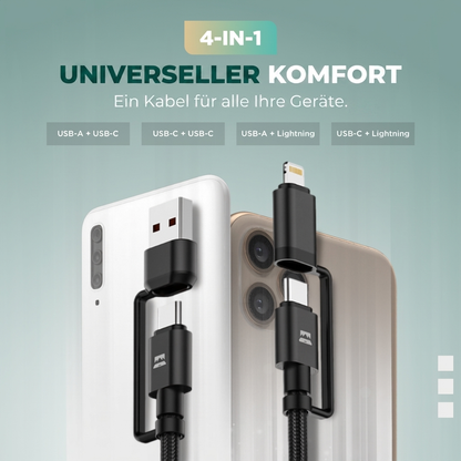 Comnox - UniCharge Oplaadkabel - Alles-in-één oplossing - 4 aansluitingen
