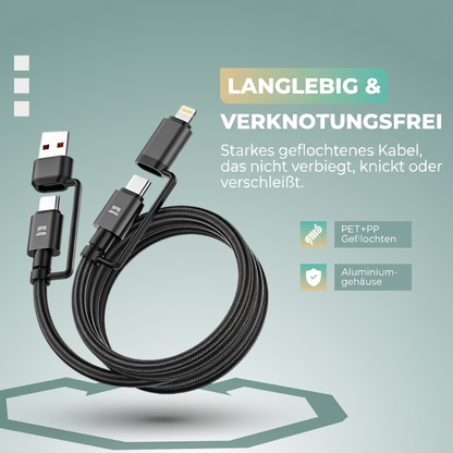 Comnox - UniCharge Oplaadkabel - Alles-in-één oplossing - 4 aansluitingen