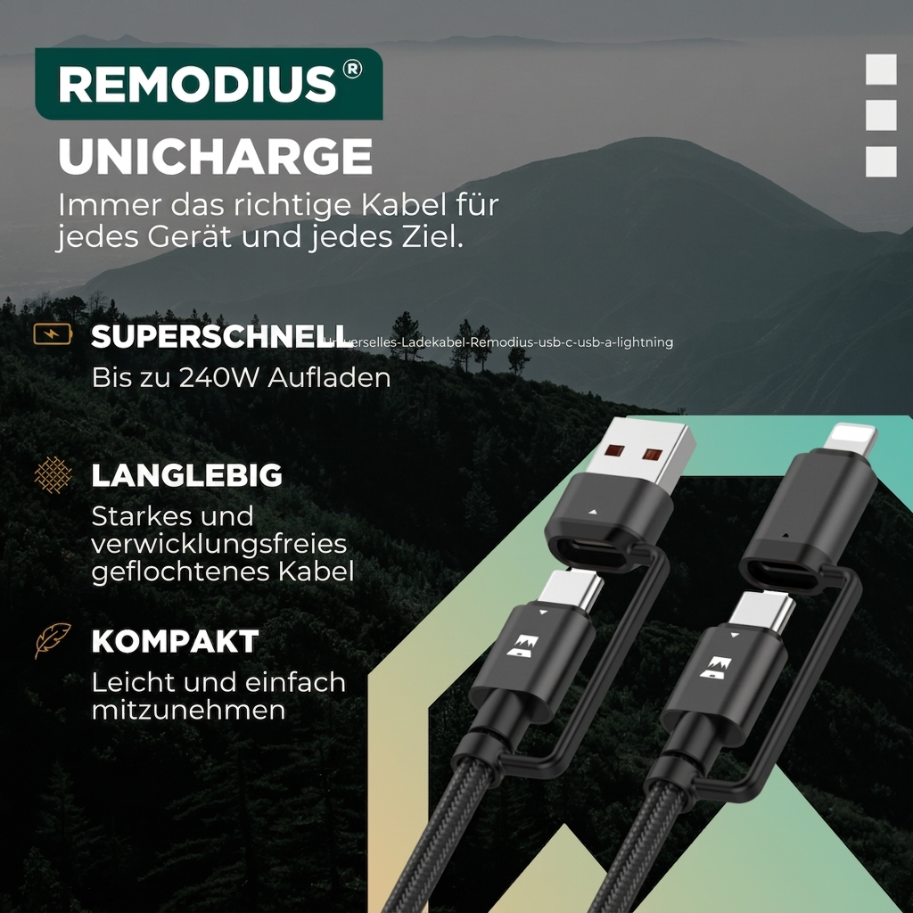 Comnox - UniCharge Oplaadkabel - Alles-in-één oplossing - 4 aansluitingen