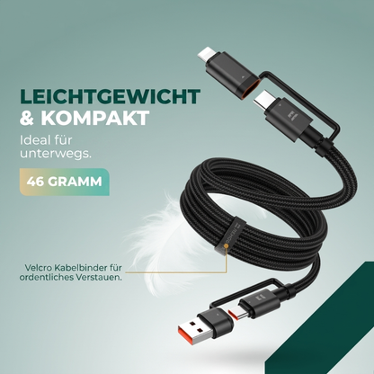 Comnox - UniCharge Oplaadkabel - Alles-in-één oplossing - 4 aansluitingen