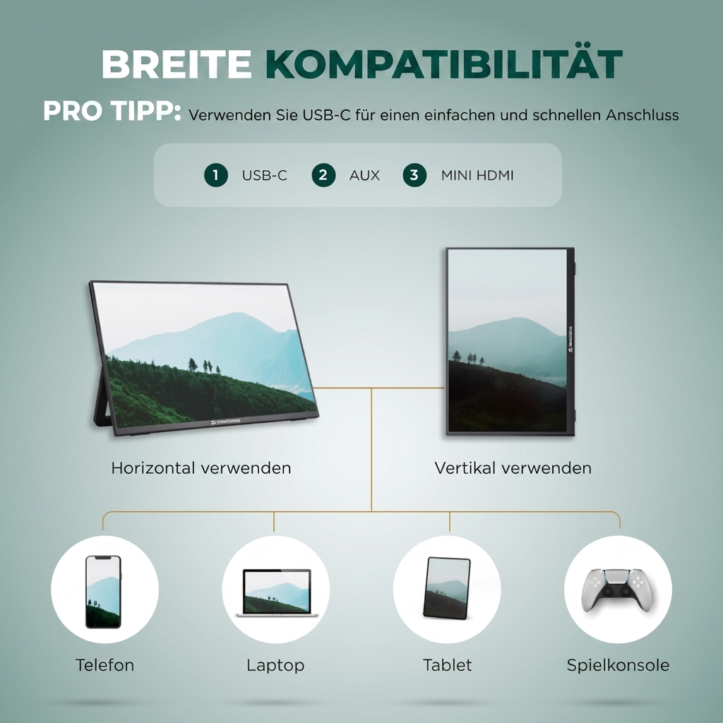 Remodius 13-inch draagbare monitor – 2K IPS