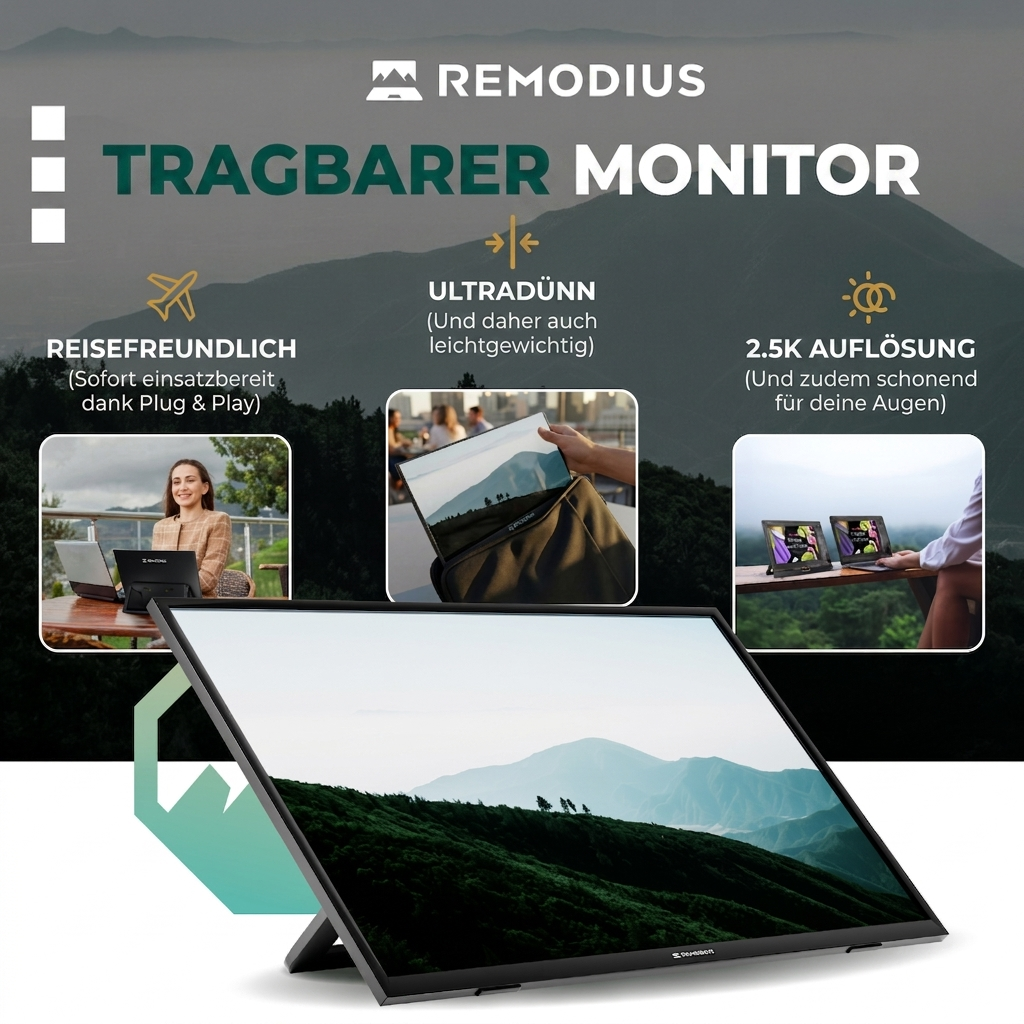 Remodius 13-inch draagbare monitor – 2K IPS