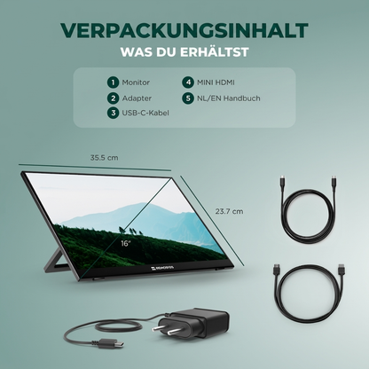 Remodius 16-inch draagbare monitor – 2.5K IPS