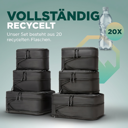 Comnox - Packing Cubes Set van 8 - Georganiseerd reizen met compressie - Zwart Nylon & Mesh