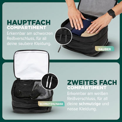 Comnox - Packing Cubes Set van 8 - Georganiseerd reizen met compressie - Zwart Nylon & Mesh
