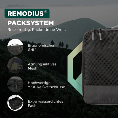 Comnox - Packing Cubes Set van 8 - Georganiseerd reizen met compressie - Zwart Nylon & Mesh