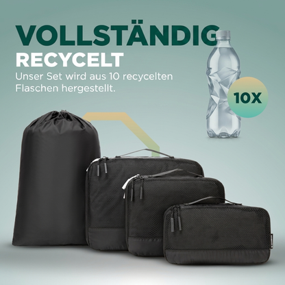 Comnox - Packing Cubes Set van 4 - Slimme reisorganisatie - Zwart met compressie