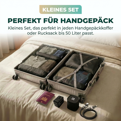 Comnox - Packing Cubes Set van 4 - Slimme reisorganisatie - Zwart met compressie
