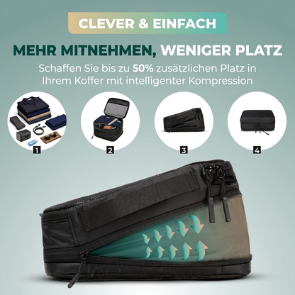 Comnox - Packing Cubes Set van 4 - Slimme reisorganisatie - Zwart met compressie