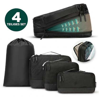 Comnox - Packing Cubes Set van 4 - Slimme reisorganisatie - Zwart met compressie