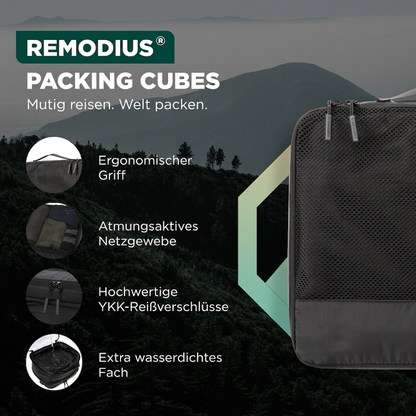 Comnox - Packing Cubes Set van 4 - Slimme reisorganisatie - Zwart met compressie