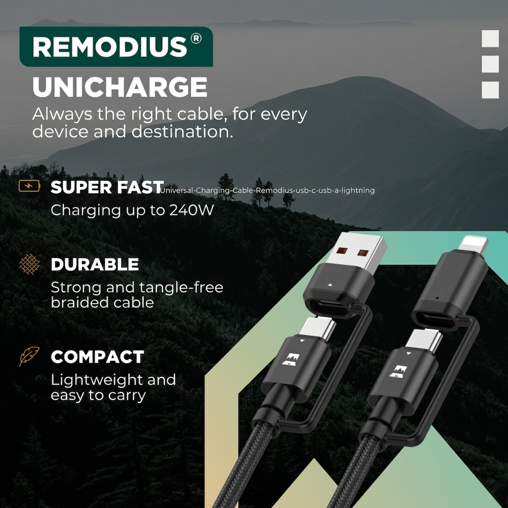 Comnox - UniCharge Oplaadkabel - Alles-in-één oplossing - 4 aansluitingen